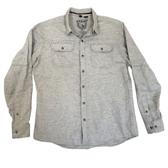 Kuhl Shirt Mens Medium Gray Button Long Sleeve Mountain Grown Size L - Picture 1 of 7